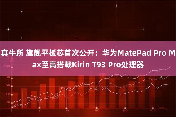 真牛所 旗舰平板芯首次公开：华为MatePad Pro Max至高搭载Kirin T93 Pro处理器